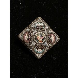 Antique Victorian Micro Mosaic Pin FAP